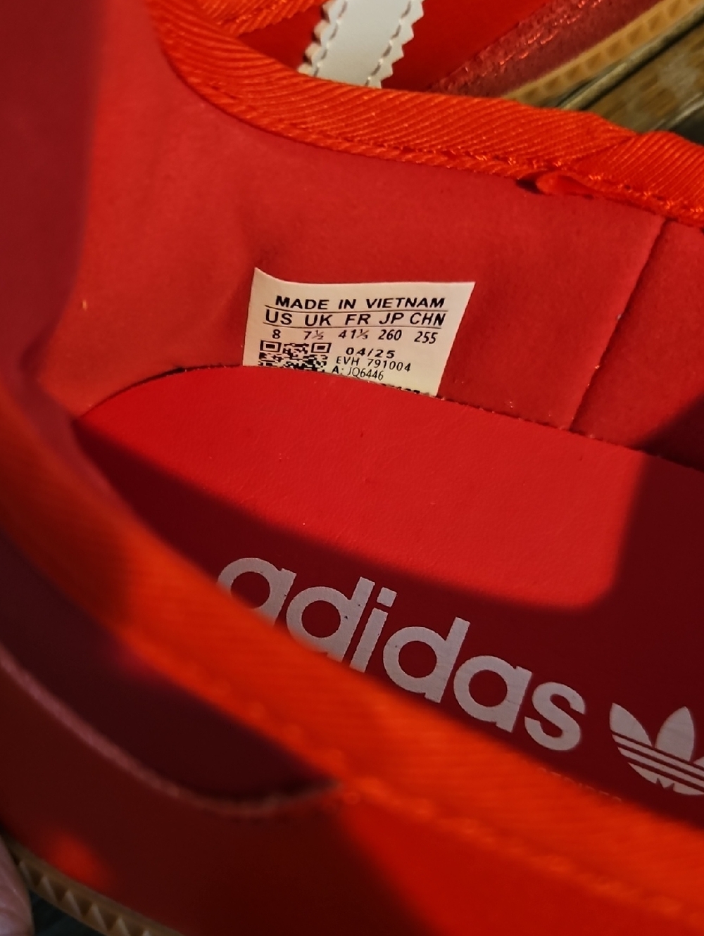 adidas Red Mary Jane Sneakers with White Stripes and Gum Sole - Picture 6 of 7